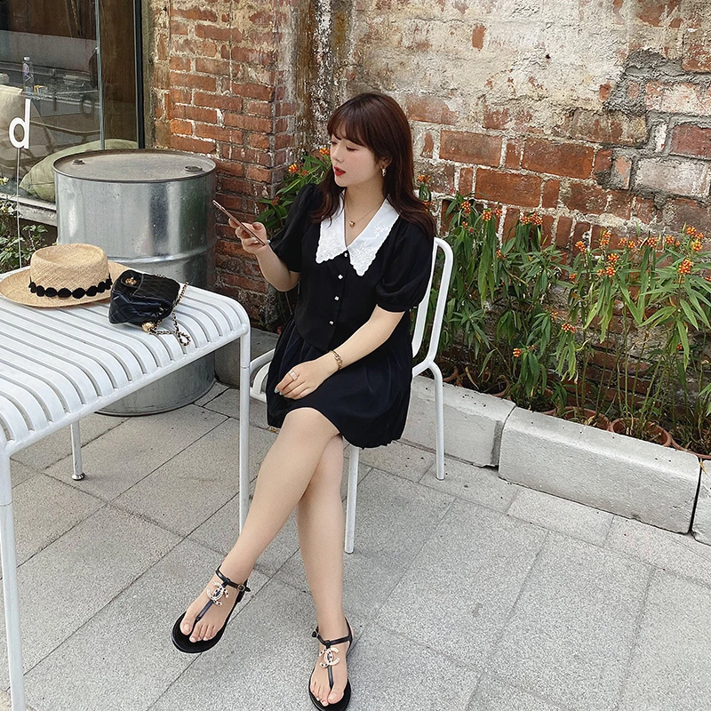 大码女装夏装通勤微胖mm法式复古百褶裙72131