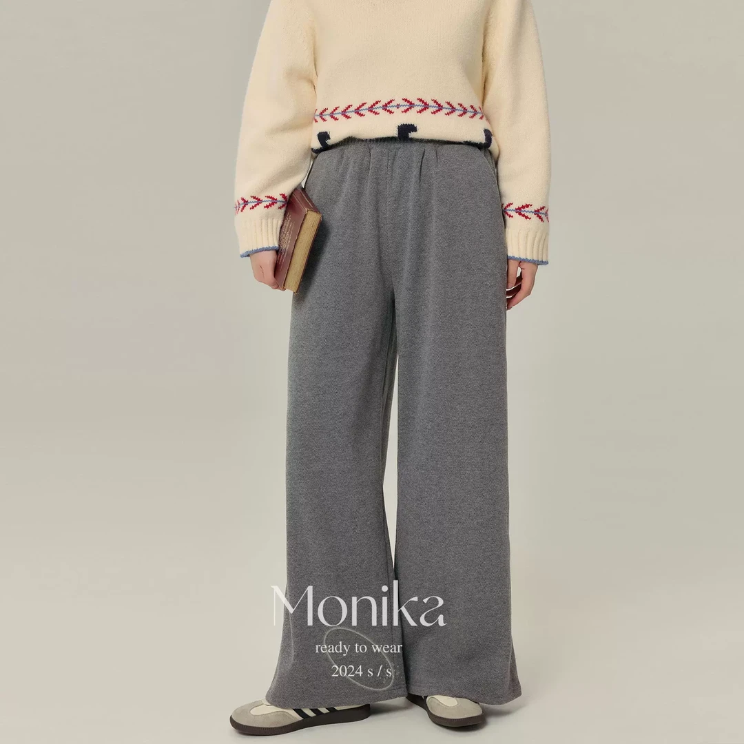 大码女装胖mm高腰显瘦微喇裤女秋冬梨型身材垂感马蹄长裤子4848