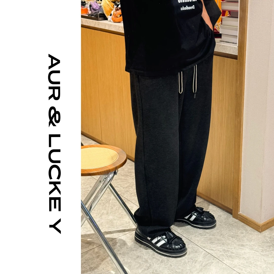 【雪花绒】超柔绒感！美式休闲宽松直筒卫裤百搭男女卫裤LY01