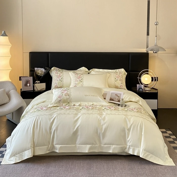 鑫惠新品-晚芙庄园100支绣花四件套床单被套枕头套简约设计师高档