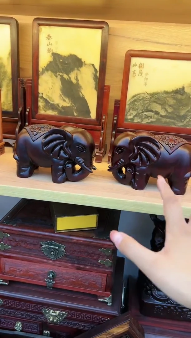 【闪购商品】黑檀大象一对淘多奇好物