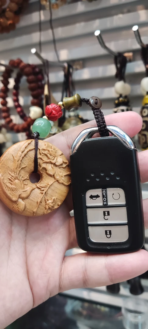 桃木4cm平安扣创意汽车钥匙书包扣挂件