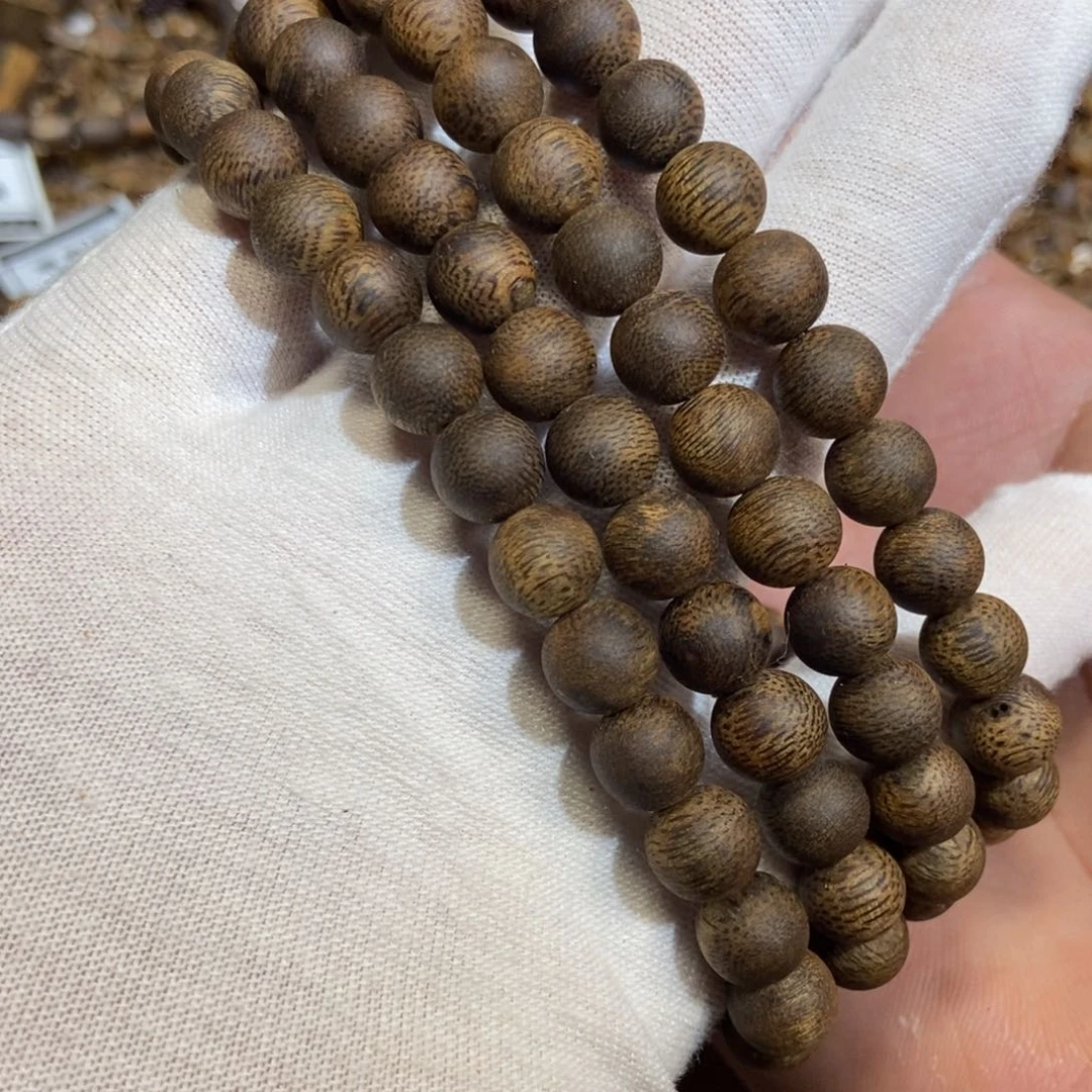 沉香手串优***子绿棋楠沉香08圆珠多圈