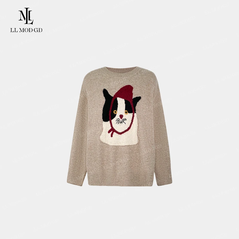 小猫头  毛衣秋冬圆领休闲百搭套头秋季羊毛针织衫女YL-254035