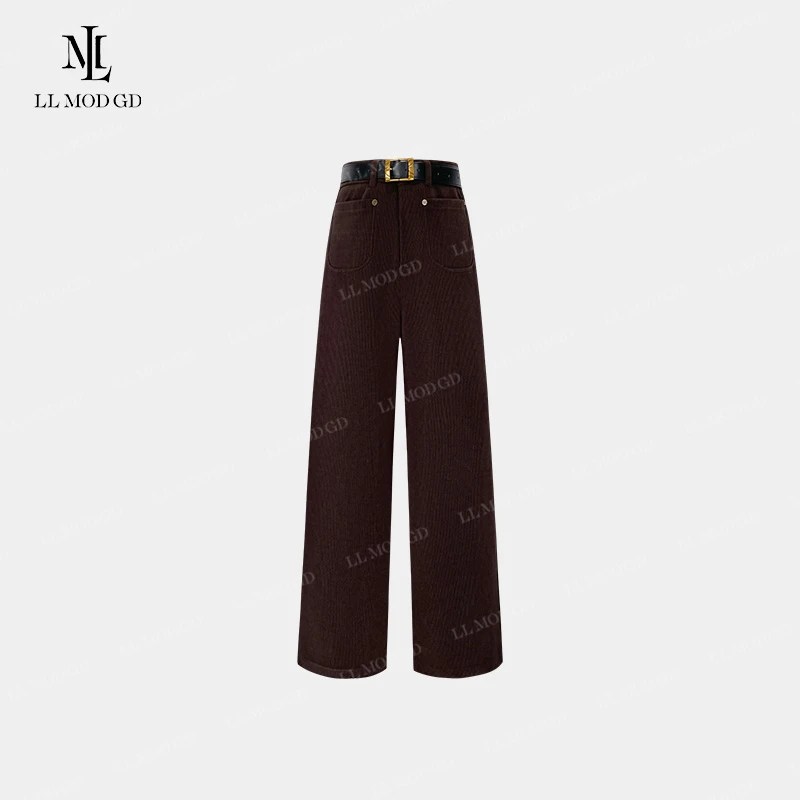 瘦腿神器 秋冬简约显瘦复古休闲裤时尚高腰百搭直筒裤女YL-253432