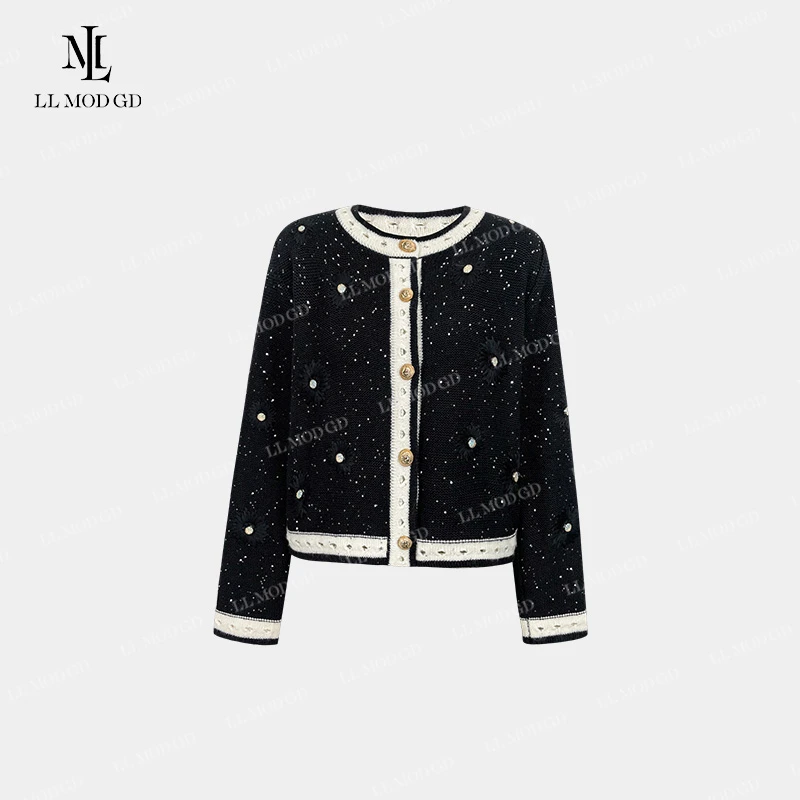 LL·MOD·GD甜美风长袖针织衫2024初秋设计感小众上衣LLYL-253196