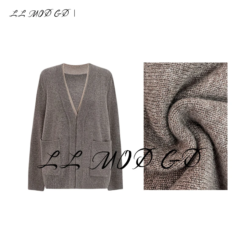 欧包衫 短款长袖时尚加厚复古针织开衫纯色羊毛外套女LL-232147