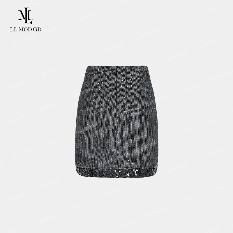 LL·MOD·GD【莉莉家】新款设计感小众闪闪亮片显瘦包臀短裙XR-252821
