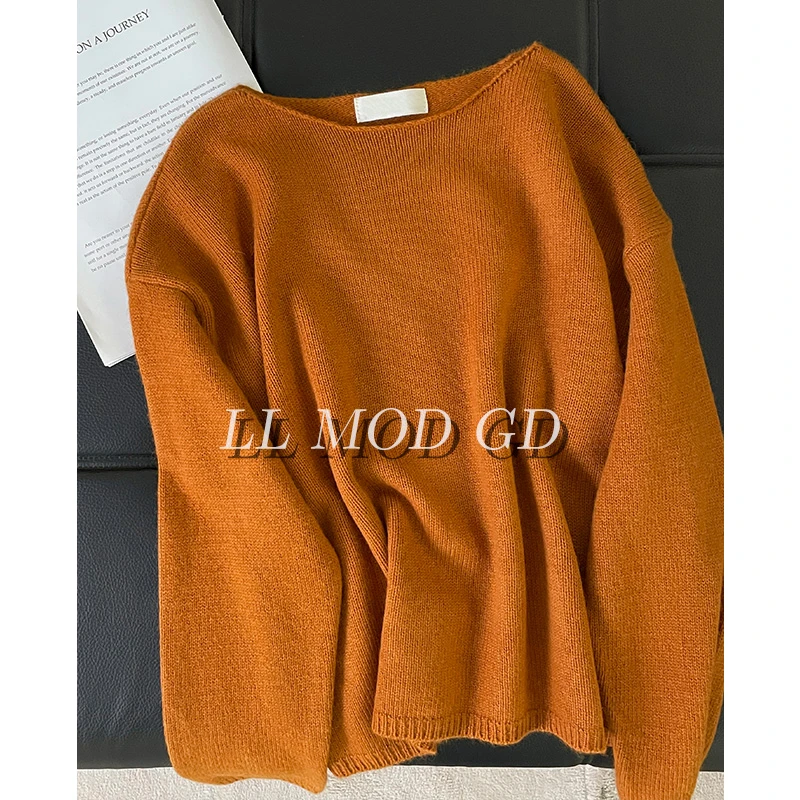 自然由己 长袖宽松毛衣女款秋冬保暖百搭圆领针织上衣YL-254939