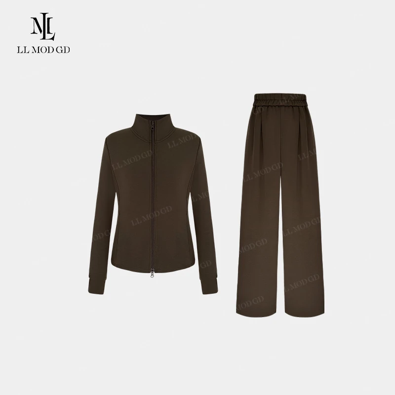 派对三重 秋冬户外运动纯色拉链外套+百搭时尚套装女YL-252734