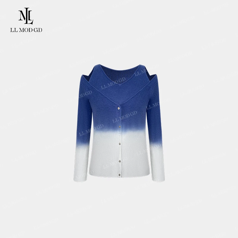 LL·MOD·GD假两件撞色针织衫2024早秋设计感扎染上衣LLYL-253199