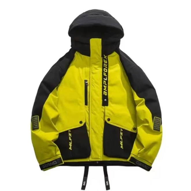 荧光绿【实体高货】冬季保暖蓄热高街户外连帽情侣款羽绒服230113