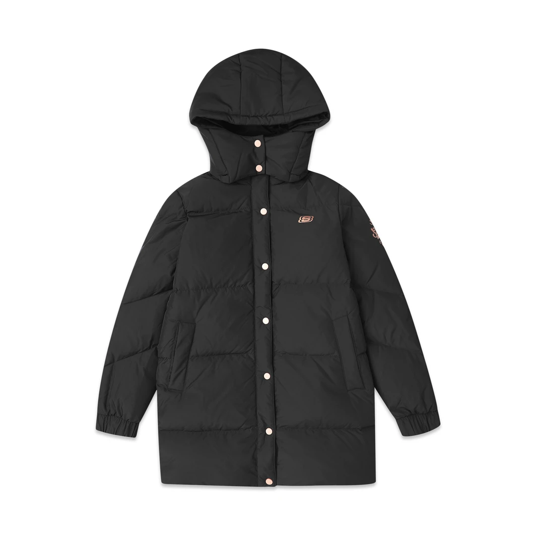 斯凯奇女装冬保暖连帽羽绒服长短两穿L419W047-Z