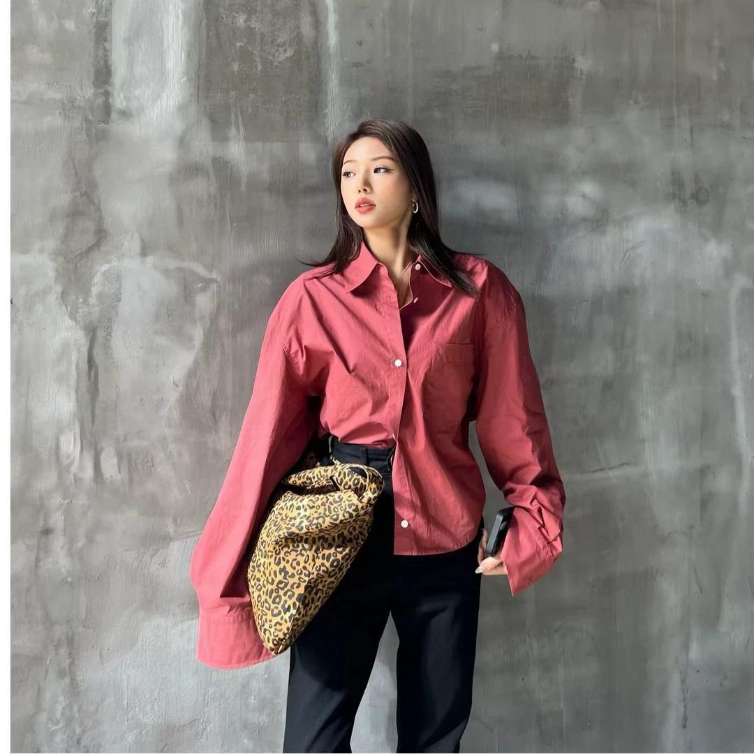 2024东大门新款“绮丽之梦”气质绝美红衬衫