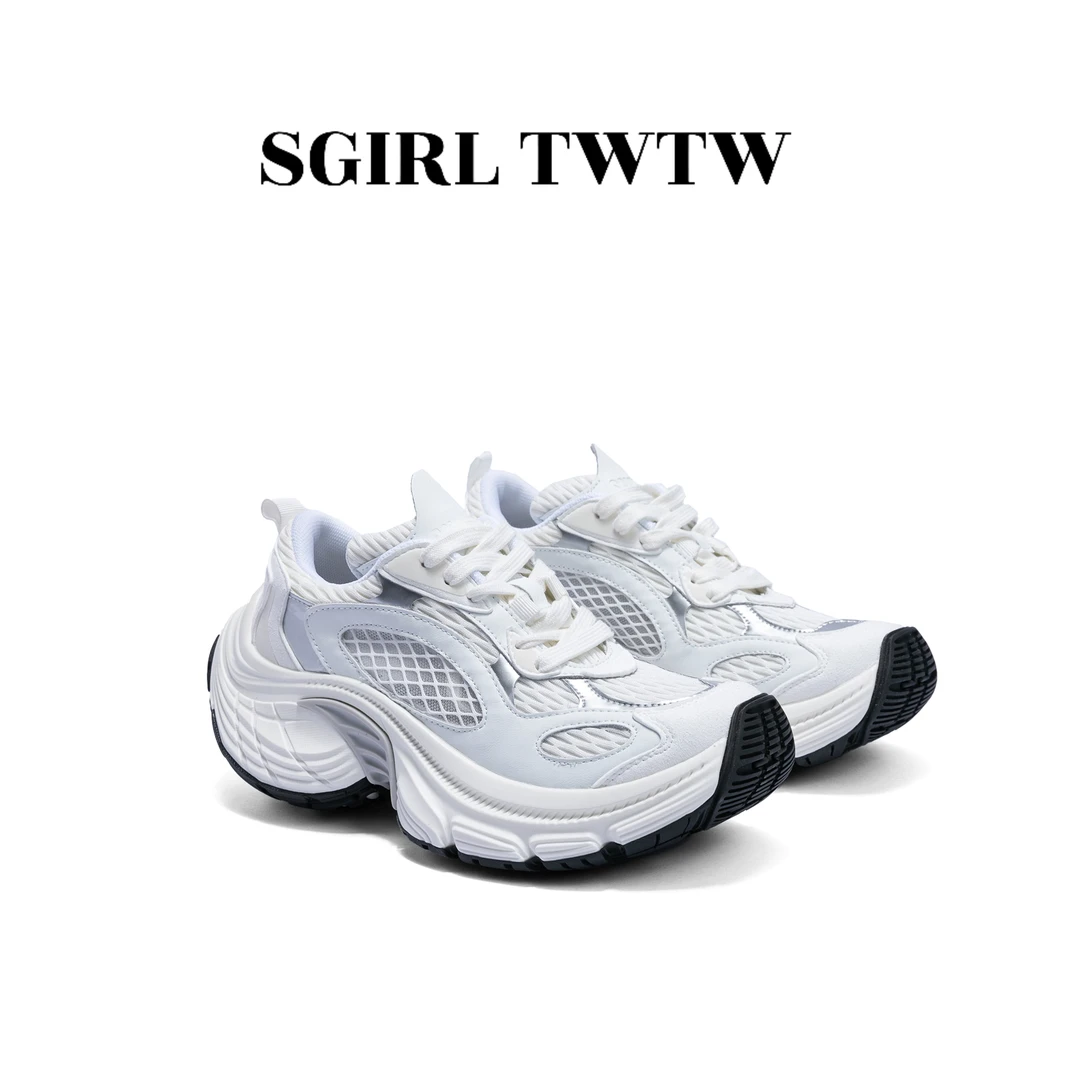SGIRL TWTW时尚透气网面老爹鞋女夏季厚底增高轮胎运动鞋