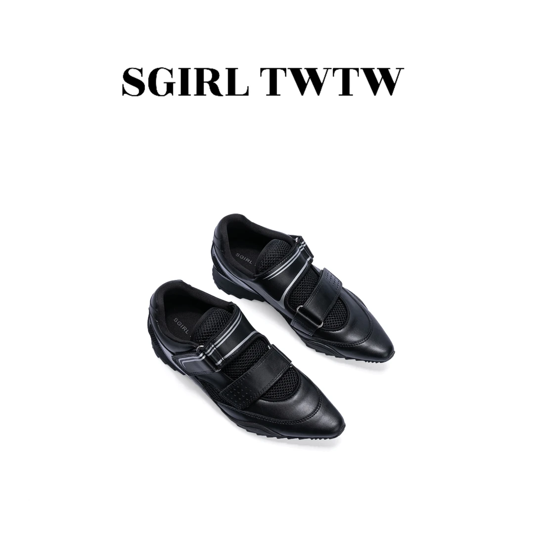SGIRL TWTW尖头德训鞋2024秋款百搭小众休闲鞋时尚复古运动鞋黑白