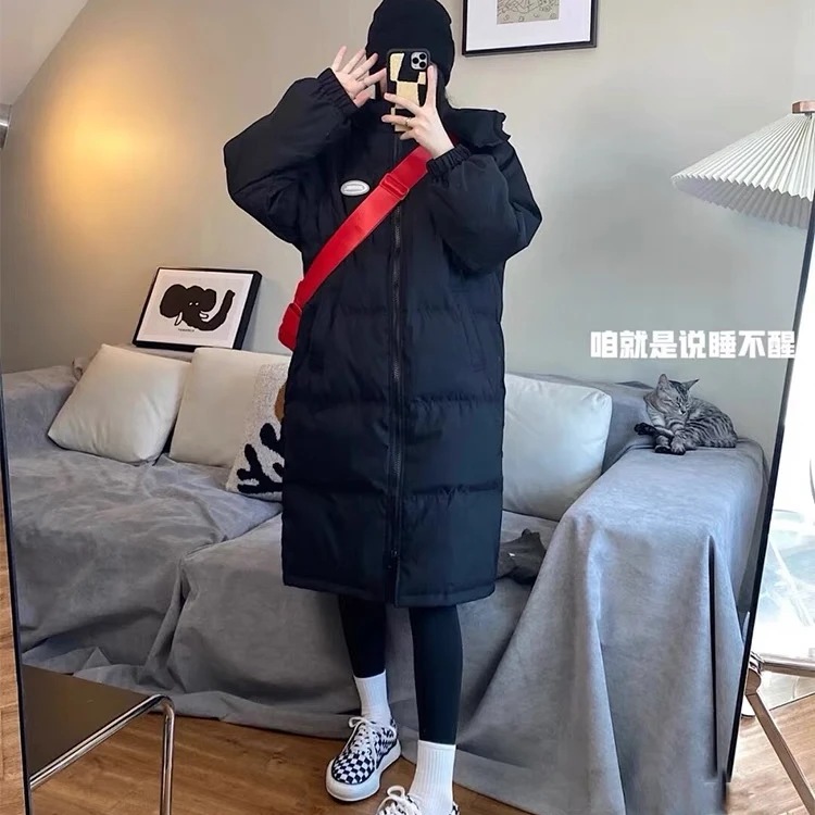 2024-棉服中长款连帽过膝宽松冬季韩版棉袄女爆款加厚棉衣外套