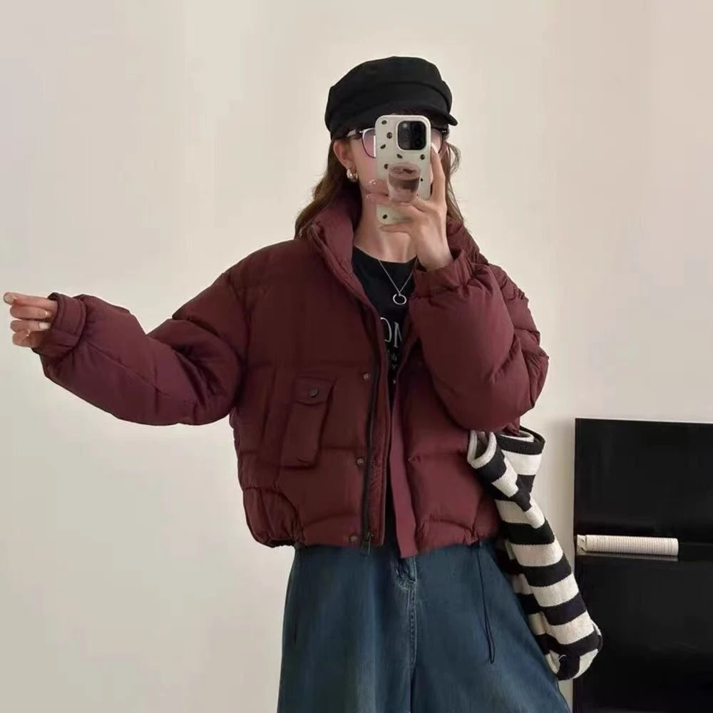 棉服网红短款时尚休闲百搭宽松韩版冬季立领潮流加厚ins抽绳保暖