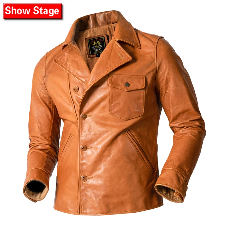 清仓捡漏小众蜡感KB同款男士头层牛皮夹克时尚复古小熊皮衣外套