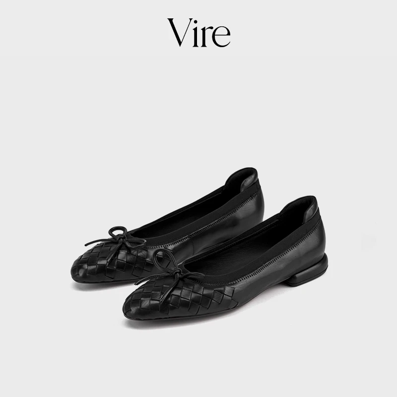 VIRE/16626新款法式时尚编织低跟系绳蝴蝶结单鞋