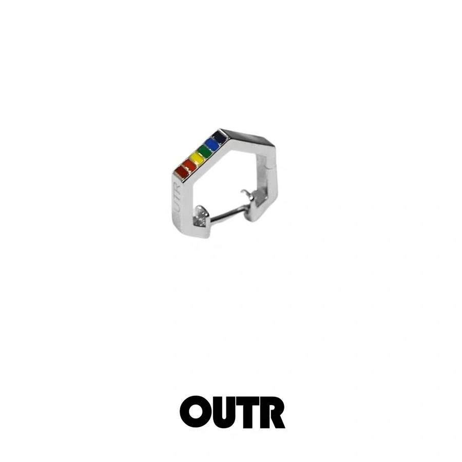 OUTR 925银耳饰 六边形彩虹耳钉高级彩虹小众礼物原创设计师品牌