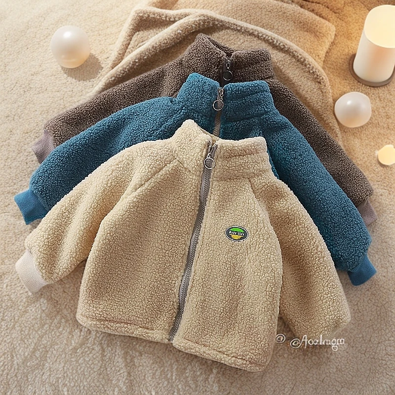 冬季开衫保暖外套卫衣女童洋气泰迪绒拉链休闲加绒上衣羊羔绒加厚