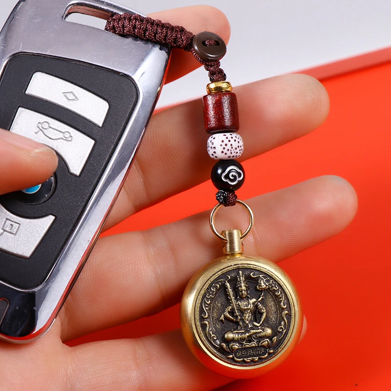 十二生肖黄铜双面浮雕转转手把件汽车钥匙扣挂件随身饰品兔年礼物