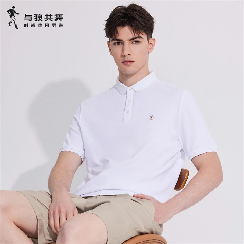 【无痕针织】与狼共舞25新款夏季男士时尚透气休闲宽松翻领POLO衫