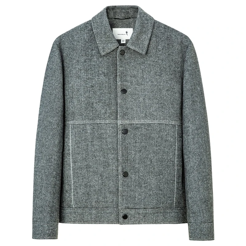 【立体有型】与狼共舞春秋男士时尚休闲翻领毛呢充绒夹克百搭外套