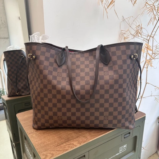 99新 LV 【嘻哈专属】/D6325/棋盘格 Never Full 购物袋