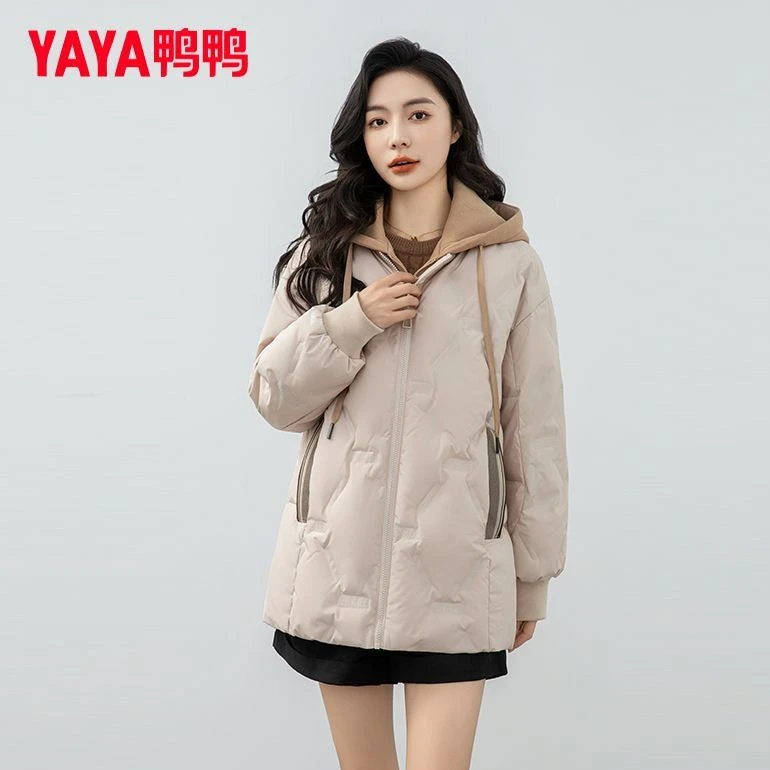 【鸭鸭】2024年冬季爆款时尚加厚保暖可拆卸连帽羽绒外套5075L