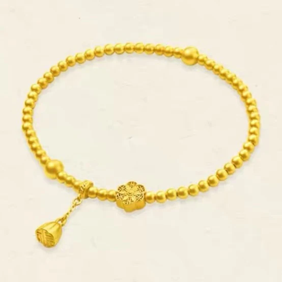 足金 福满莲华六相花手链  SL0004