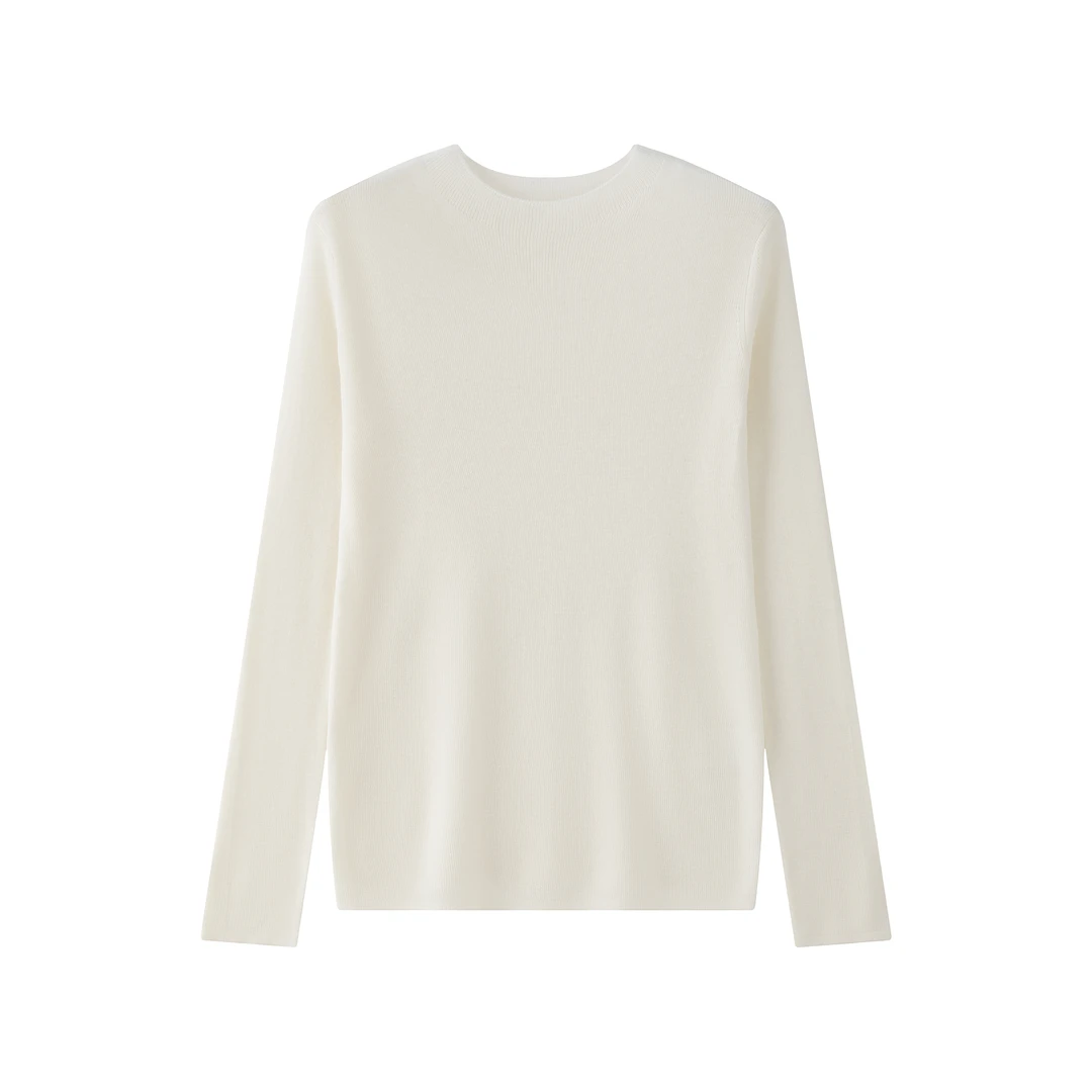 秋季新款60支超细绵羊毛毛衣休闲百搭半高领套头纯色衫针织薄款