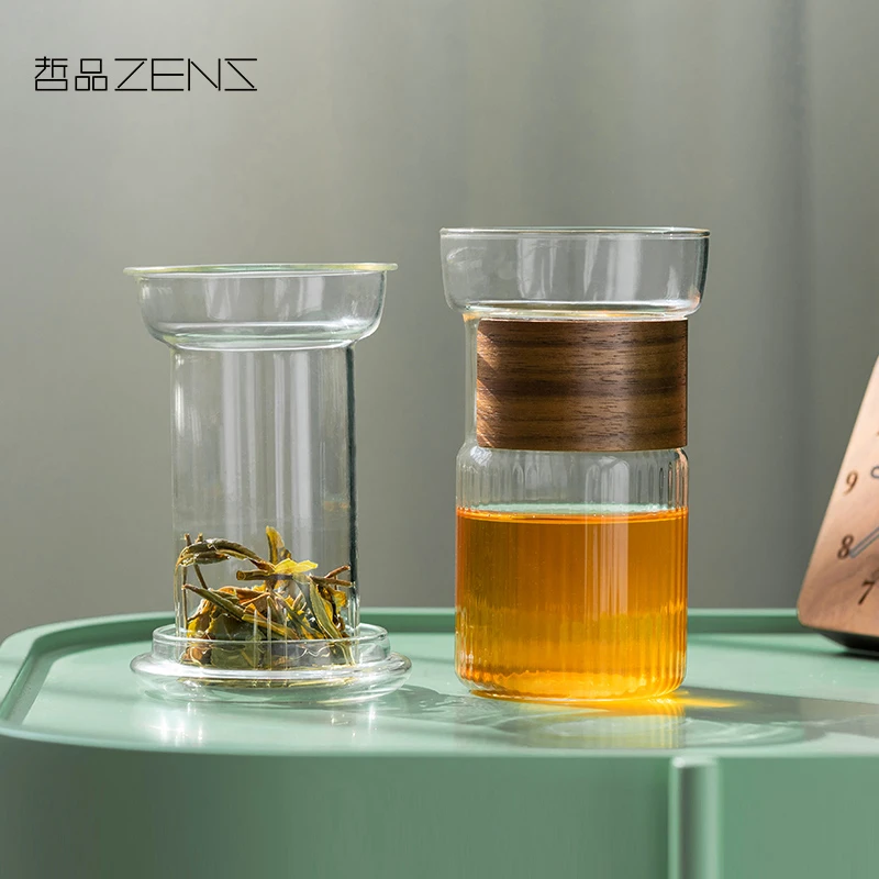 萃取融茶水分离杯透明高档茶具耐热防烫玻璃杯子网红爆款高颜值