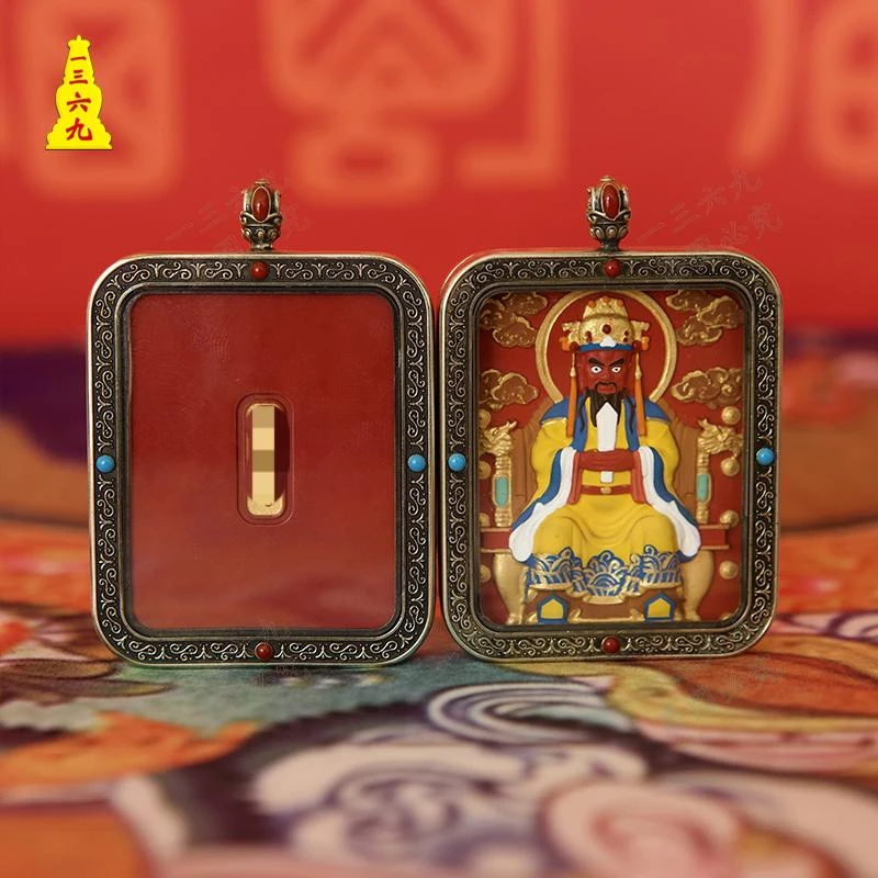 铜吊坠 【五台山】复古五爷国风中国风坠链国潮时尚红色挂坠创意