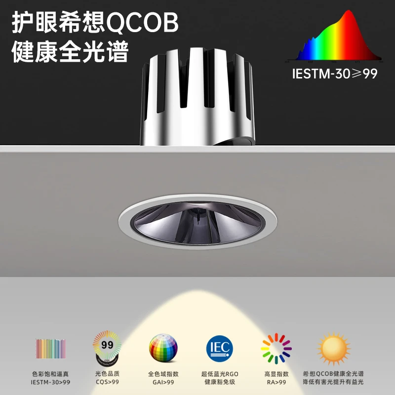 希想S01全光谱深防眩射灯cob家用无主灯客厅离墙近洗墙灯背景墙