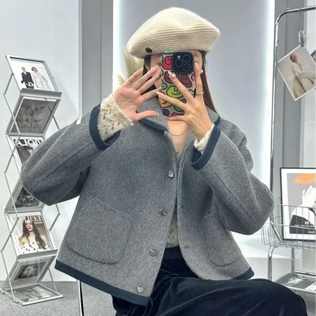 秋冬小香风绵羊毛呢外套女韩系上衣气质百搭小个子设计感休闲大衣