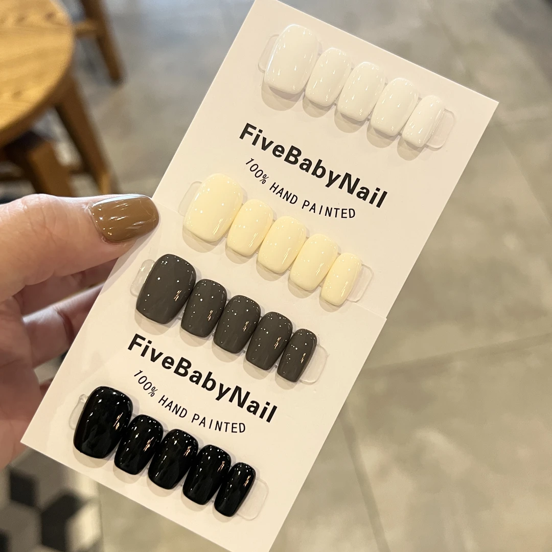 【黑白灰系列】FIVEBABY纯手工黑色白色奶白灰色纯色极致单色穿戴甲