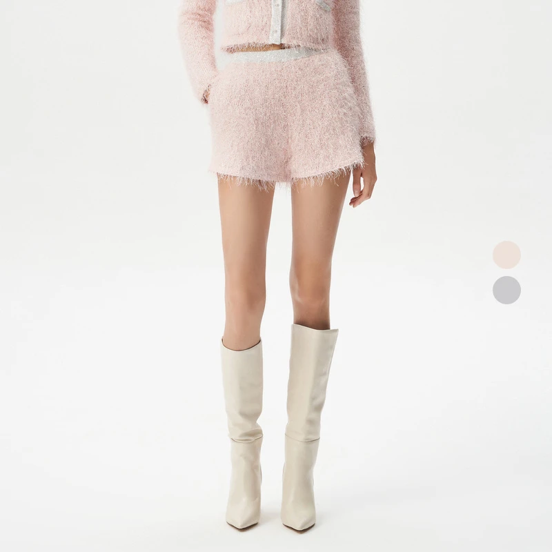 IRO Night 肌理细闪针织短裤包臀松紧腰毛羽感法式轻奢冬季新款