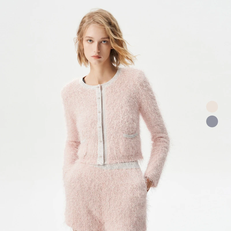 IRO Night 肌理细闪开衫毛衣短款修身毛羽感法式轻奢冬季新款