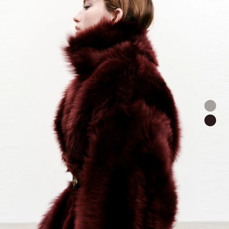 IRO Night 两面穿皮毛一体外套毛绒拼接羊毛皮法式轻奢冬季新款