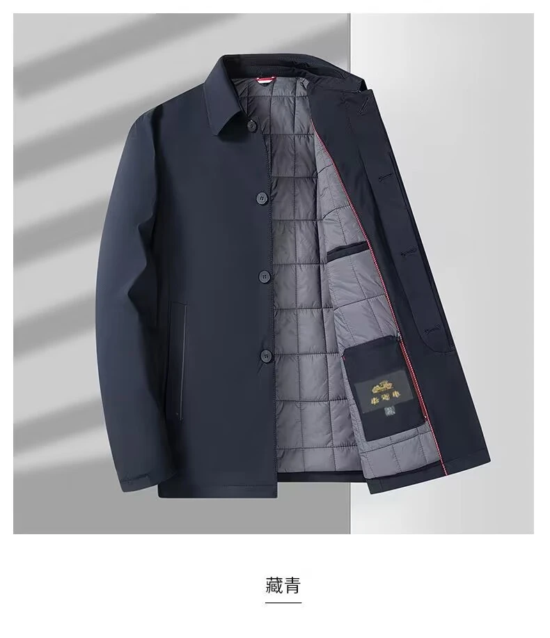 秋冬加绒款商务休闲中老年爸爸装免烫扣子款外套男士中年