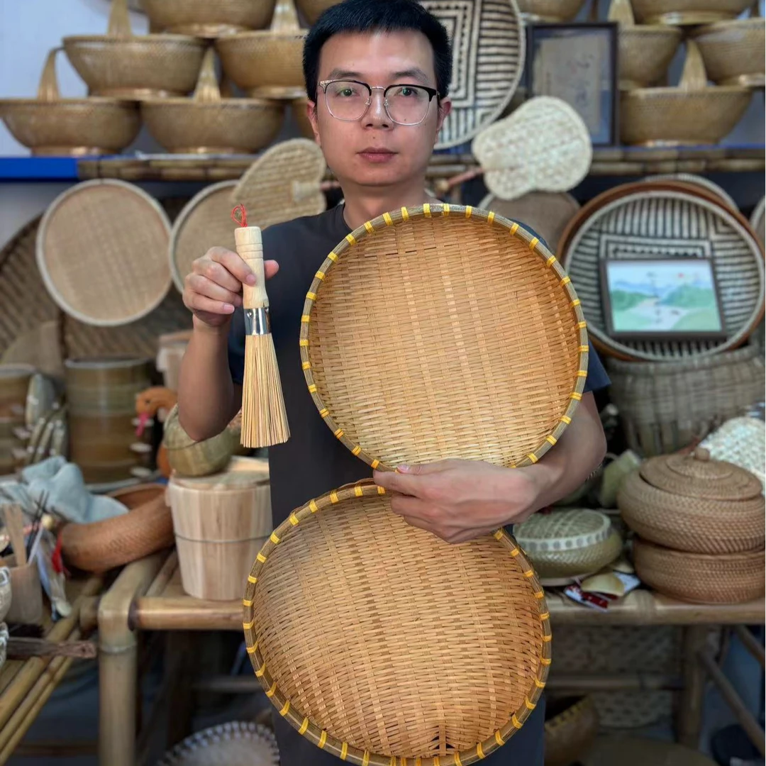 烟熏三件套33-33竹筐+刷把合计三件