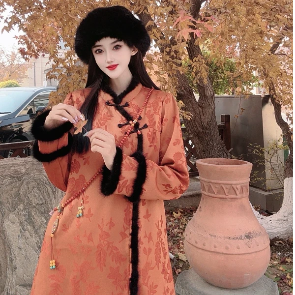 （知否.庆祥貂毛｝国风新中式显瘦百搭旗袍裙红人上新女装上衣裙