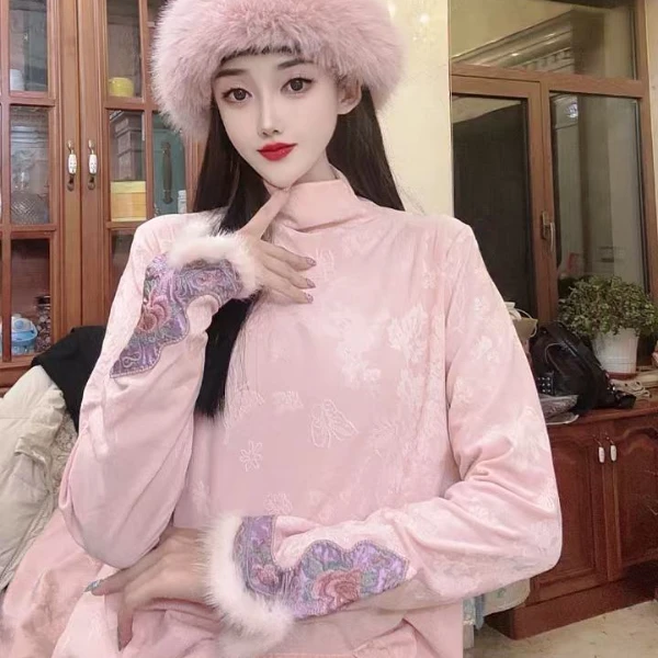 （知否.玫瑰貂毛打底）新中式红人上新显瘦百搭舒适刺绣女装上衣