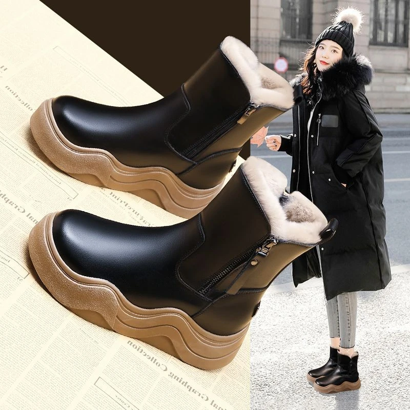 厚底雪地鞋女鞋2023新款冬季加绒加厚大毛棉鞋百搭防滑东北棉靴子