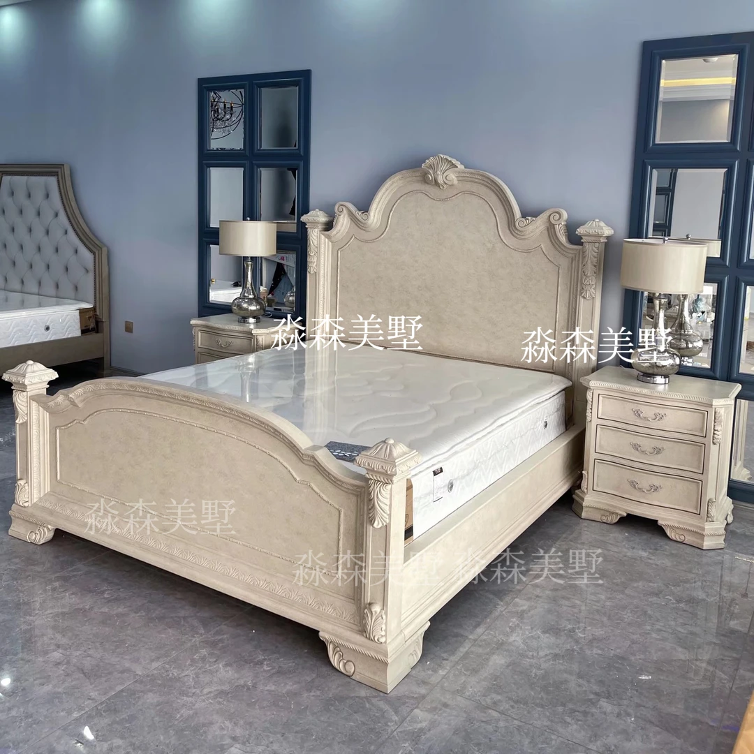 淼森美墅M克美家复兴印记欧式雕花主卧室实木床白色轻奢仿古大床