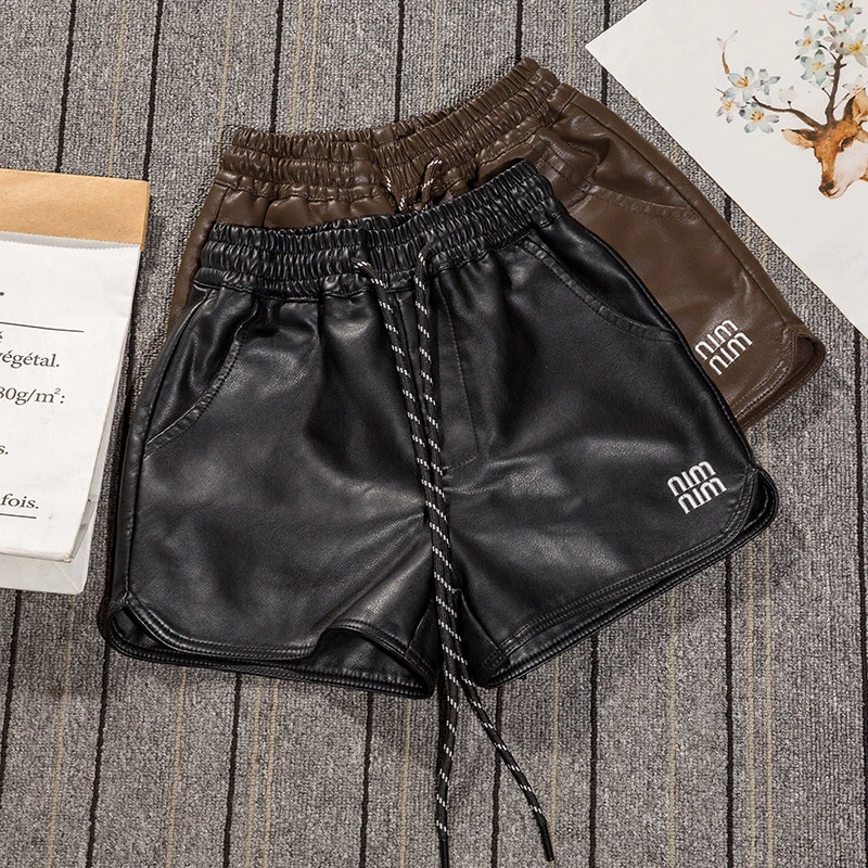 女童PU皮裤2024新款春秋儿童秋冬休闲新款中大童时尚皮短裤外穿潮