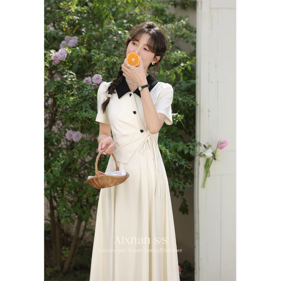 【现货！瞎卖！】茉茉 小众设计连衣裙女新款短袖A字裙L33868