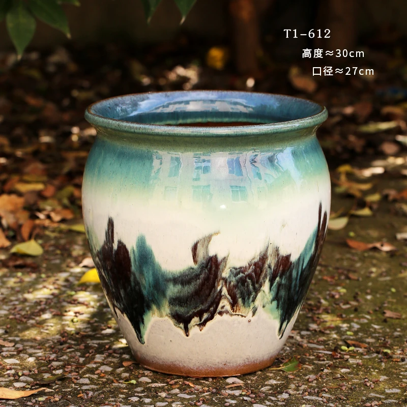T1-612特大号多肉粗陶花盆老桩法师创意复古山水透气植物陶瓷陶罐